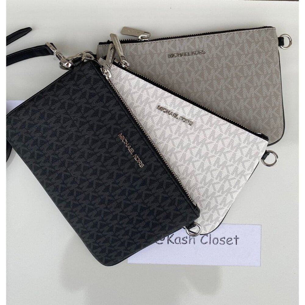 Michael Kors crossbody triple pouch medium MK signature purse black multi